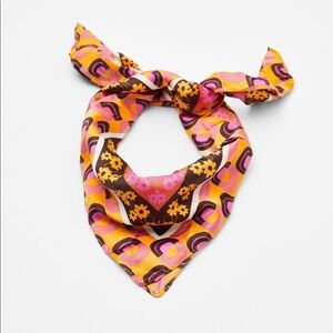 NWOT. Zara Brown/Orange Printed Satin Scarf.